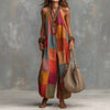 Women's Casual Plaid Jumpsuit with Wide Leg Pants