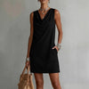 Women’s Draped Neckline Sleeveless Dress