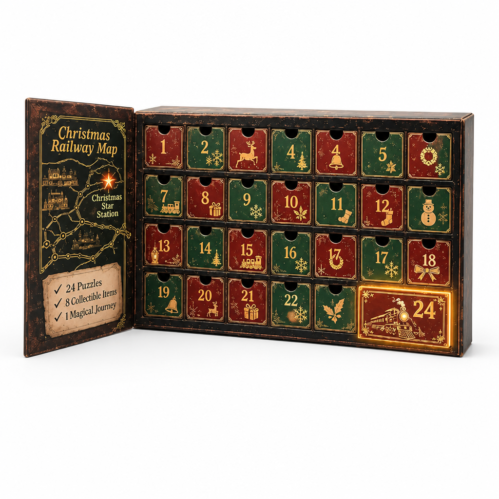 24-Day Escape Room Puzzle Advent Calendar with 6 Mystery Themes