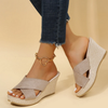 Women’s Open-Toe Platform Wedge Sandals with Crisscross Straps