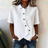 Short Sleeve Lapel Asymmetrical Blouse