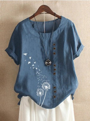 Women's Crew Neck Rolled-Sleeve Shirt
