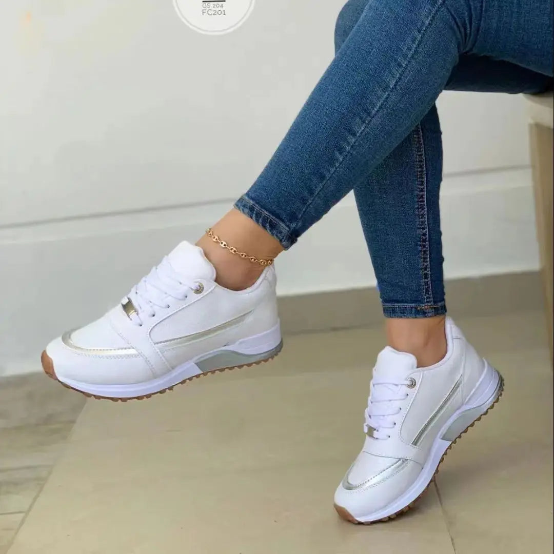 Women's Mesh &amp; Leather Patchwork Sneakers