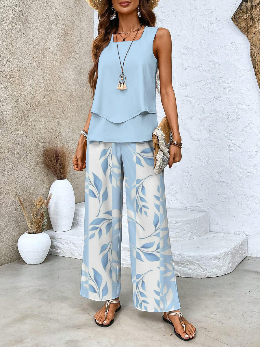 Women’s Two-Piece Set with Sleeveless and Pants