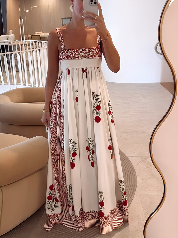 Women’s Maxi Dress with Square Neckline and Straps