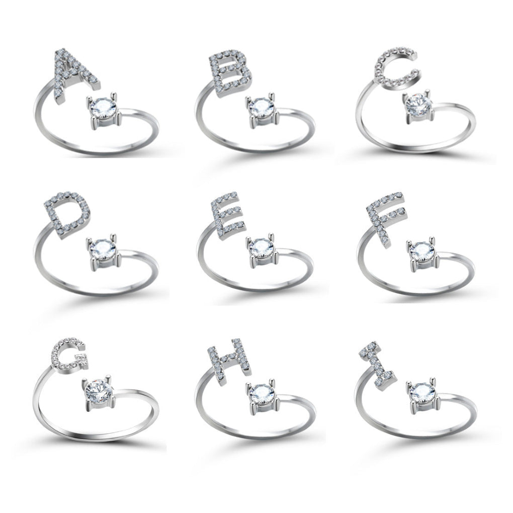 Simple & Elegant Adjustable Alphabet Letter Ring