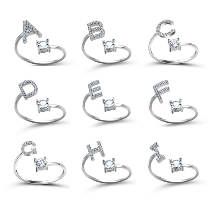 Simple & Elegant Adjustable Alphabet Letter Ring