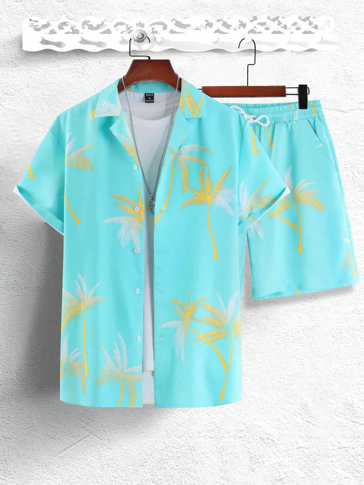 Dieter | Tropical Palm Print Shirt & Shorts Set