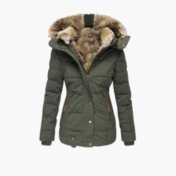 Women’s Jacket with Embossed Surface and Closures