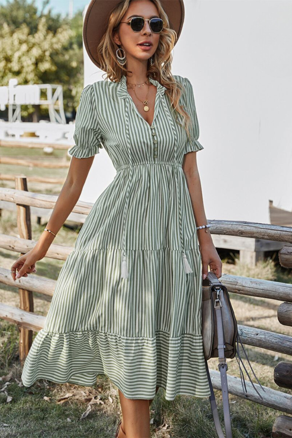 Women’s Midi-Length Striped Dress