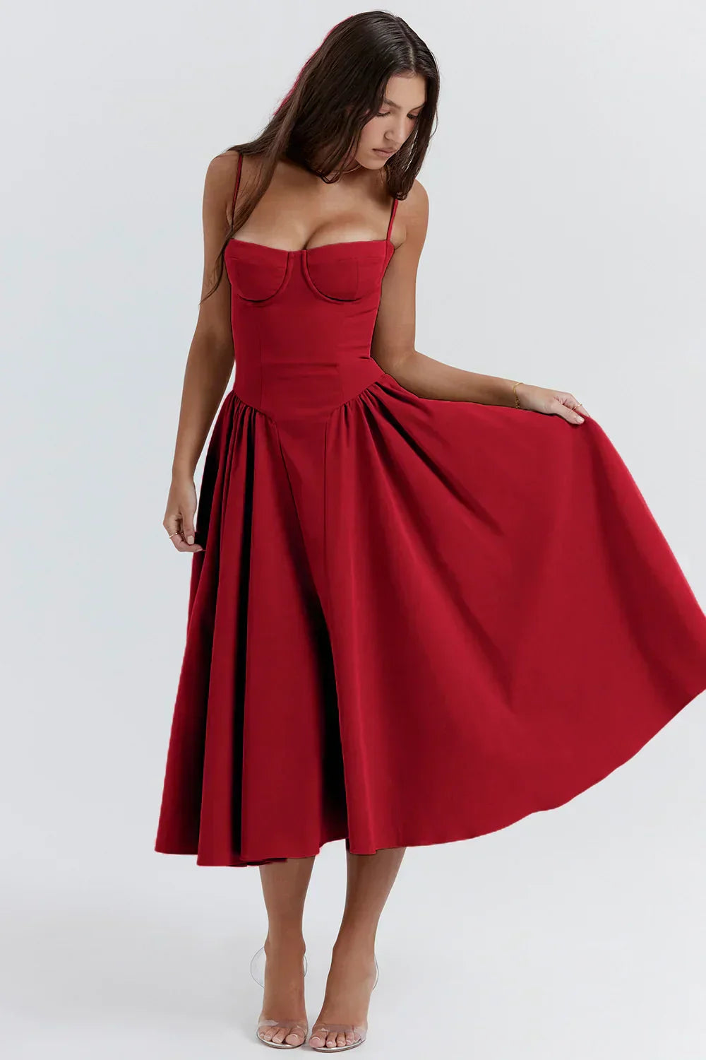 Women’s Sleeveless Midi Dress with Pleated Skirt