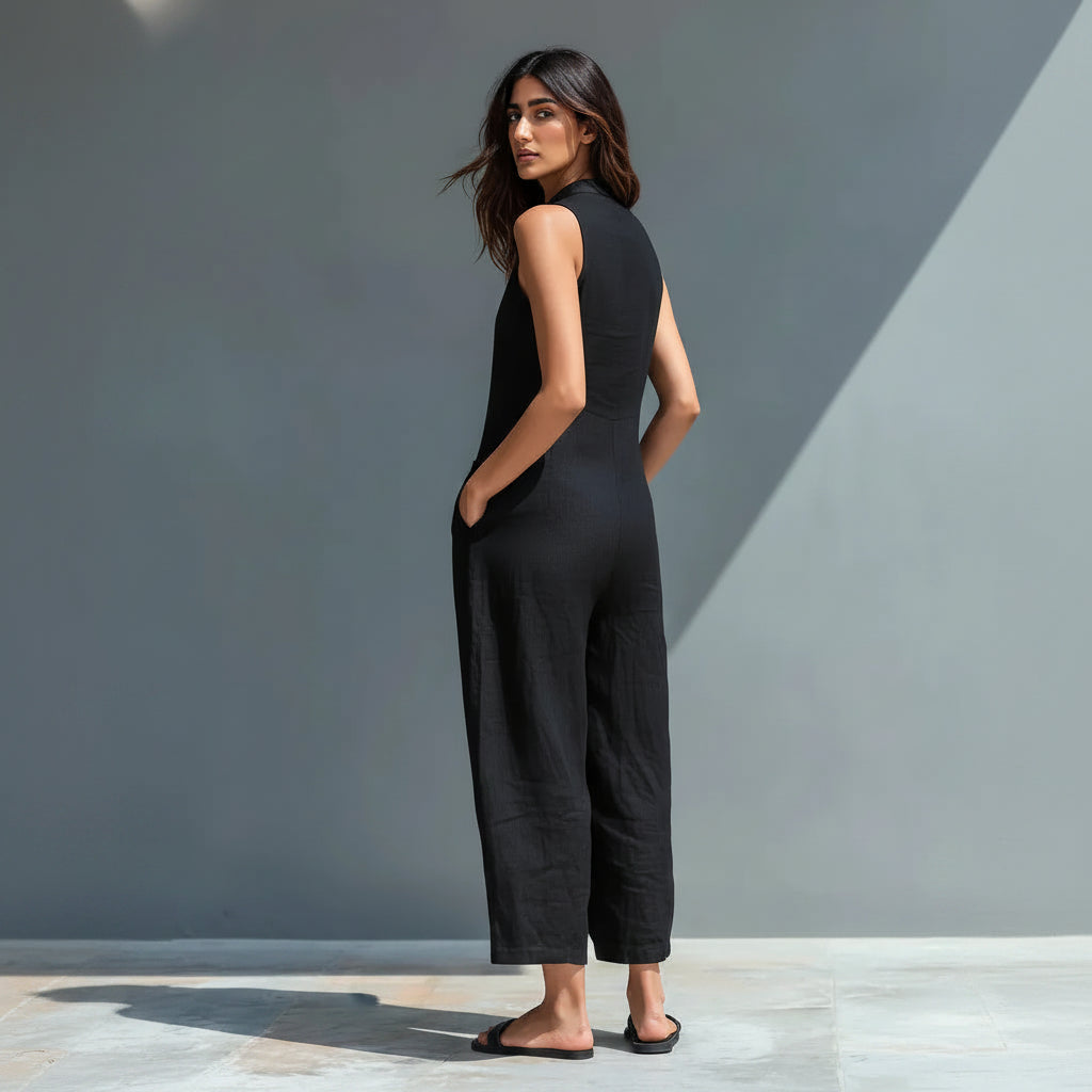 V-Neck Pocket Jumpsuit