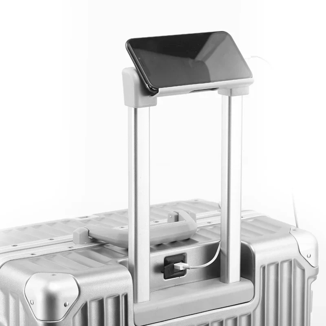 Hard-shell suitcase with aluminum frame