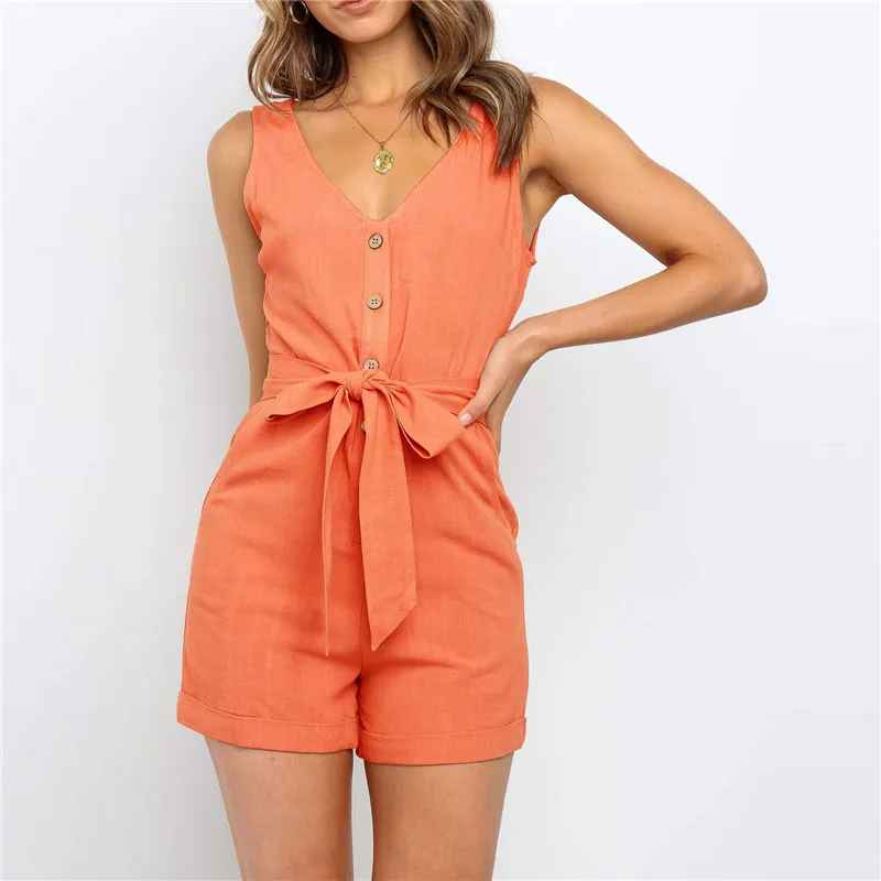 Sleeveless V-Neck Jumpsuit for Women