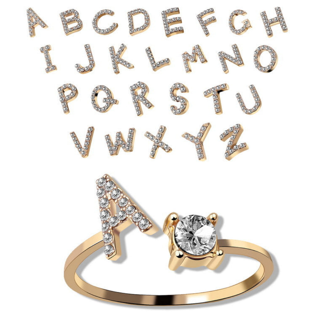 Simple & Elegant Adjustable Alphabet Letter Ring