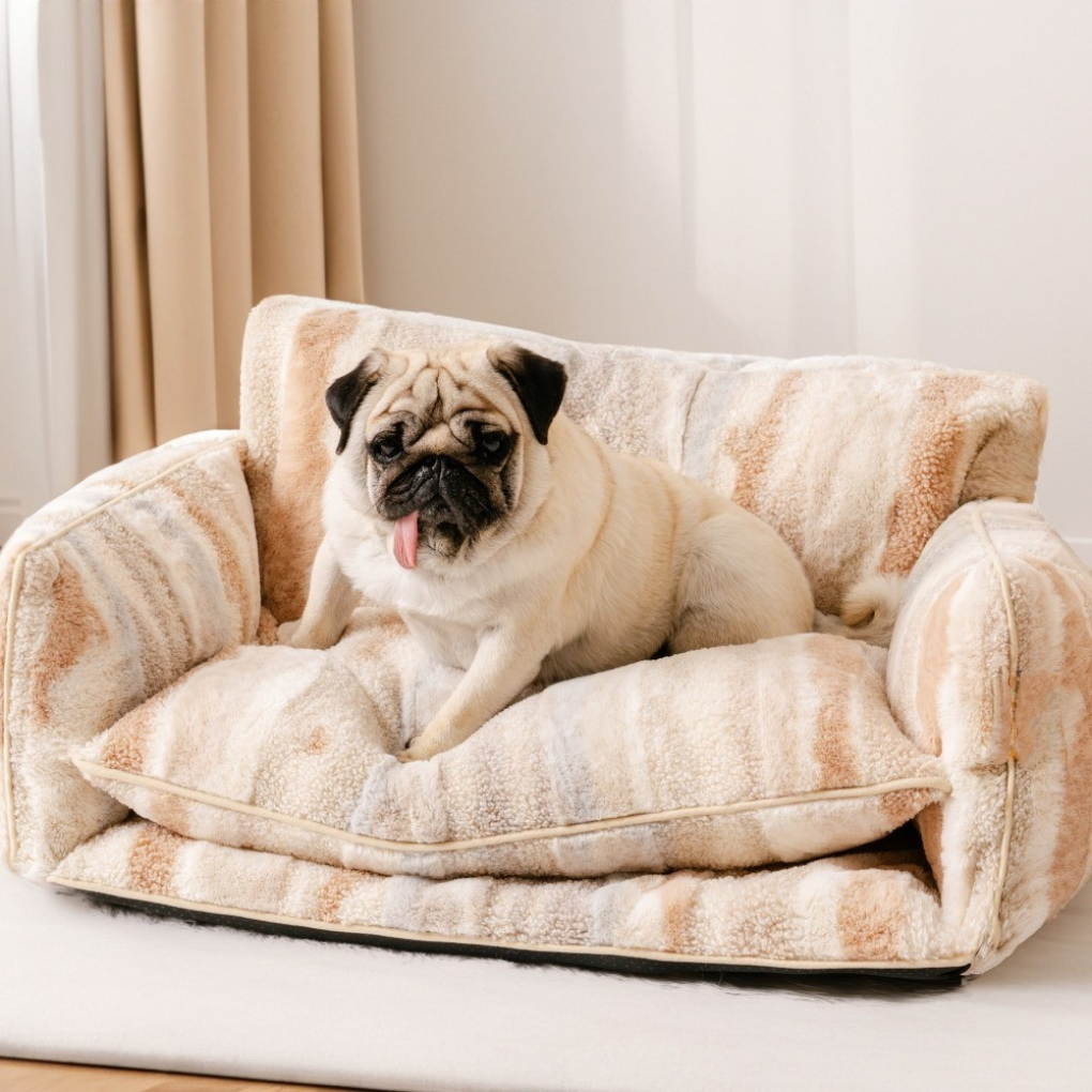Cozy Striped Double-Layer Dog & Cat Sofa Bed