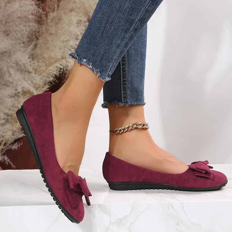 Women’s Summer Slip-On Flats with Bow Accent