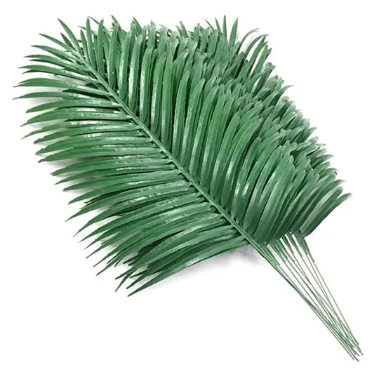 12 Faux Palm Leaves – Realistic Greenery for DIY & Events
