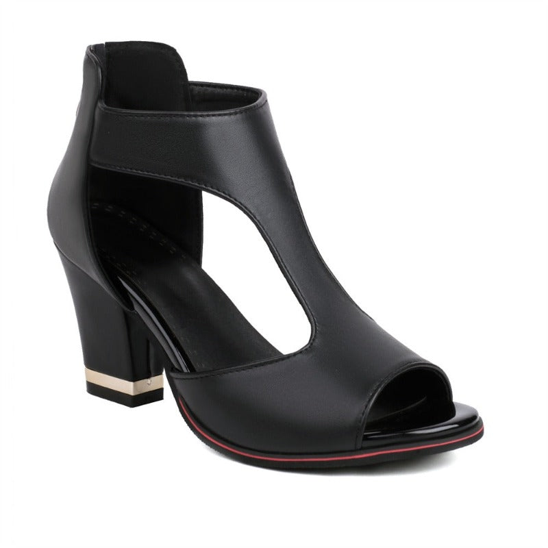 Women’s Open-Toe Sandals with Ankle Strap and Block Heel