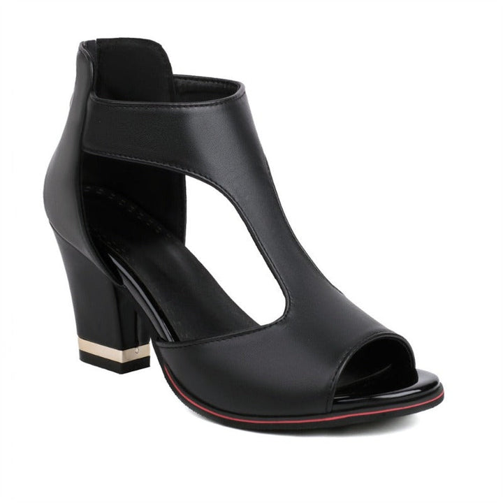 Women’s Open-Toe Sandals with Ankle Strap and Block Heel