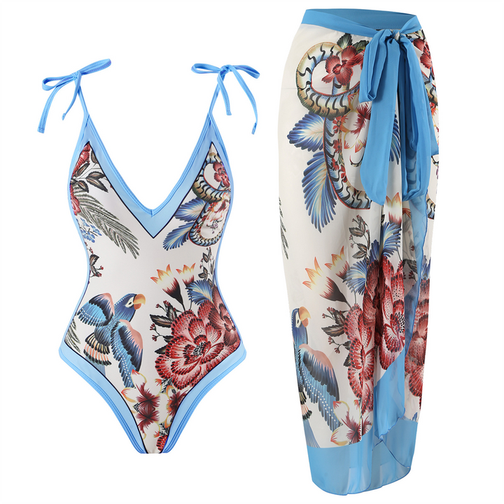 Vintage One-Piece Swimsuit with Ruffles