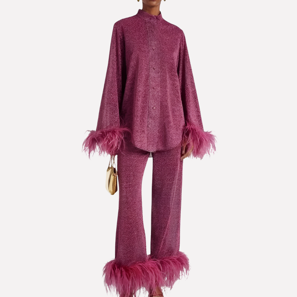 Women’s Two-Piece Set with Fur Design