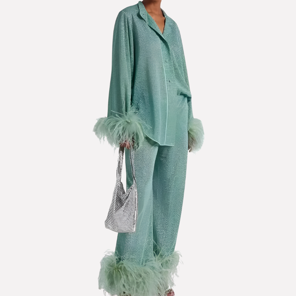 Women’s Two-Piece Set with Fur Design