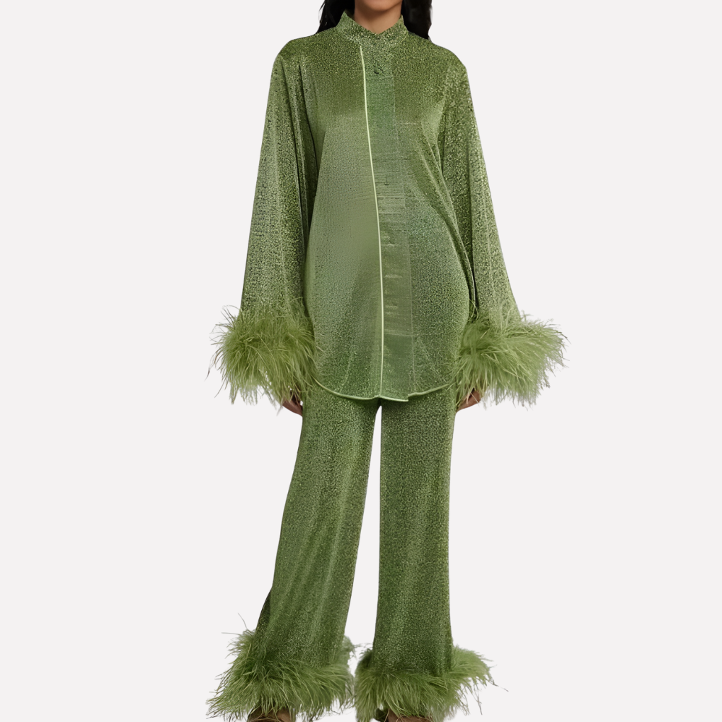 Women’s Two-Piece Set with Fur Design