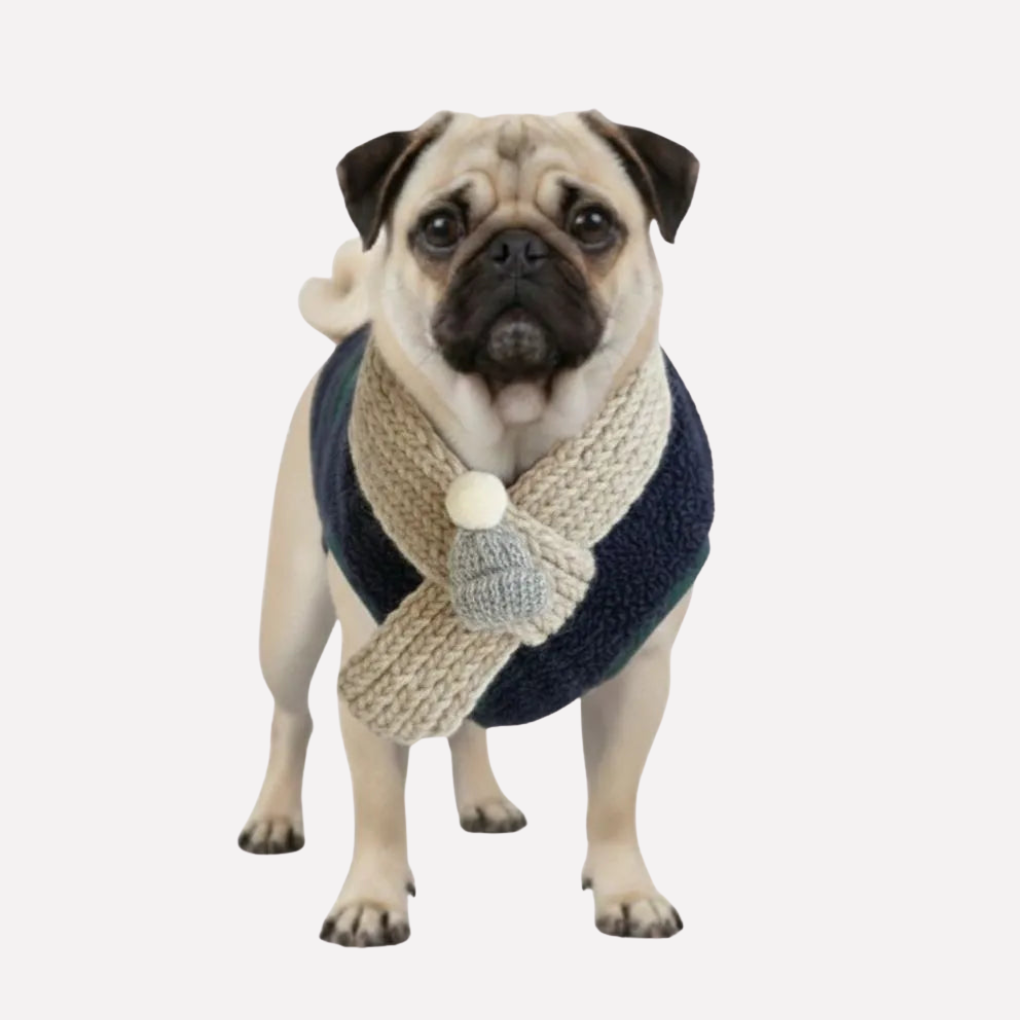 Plaid Winter Dog Jacket with Scarf