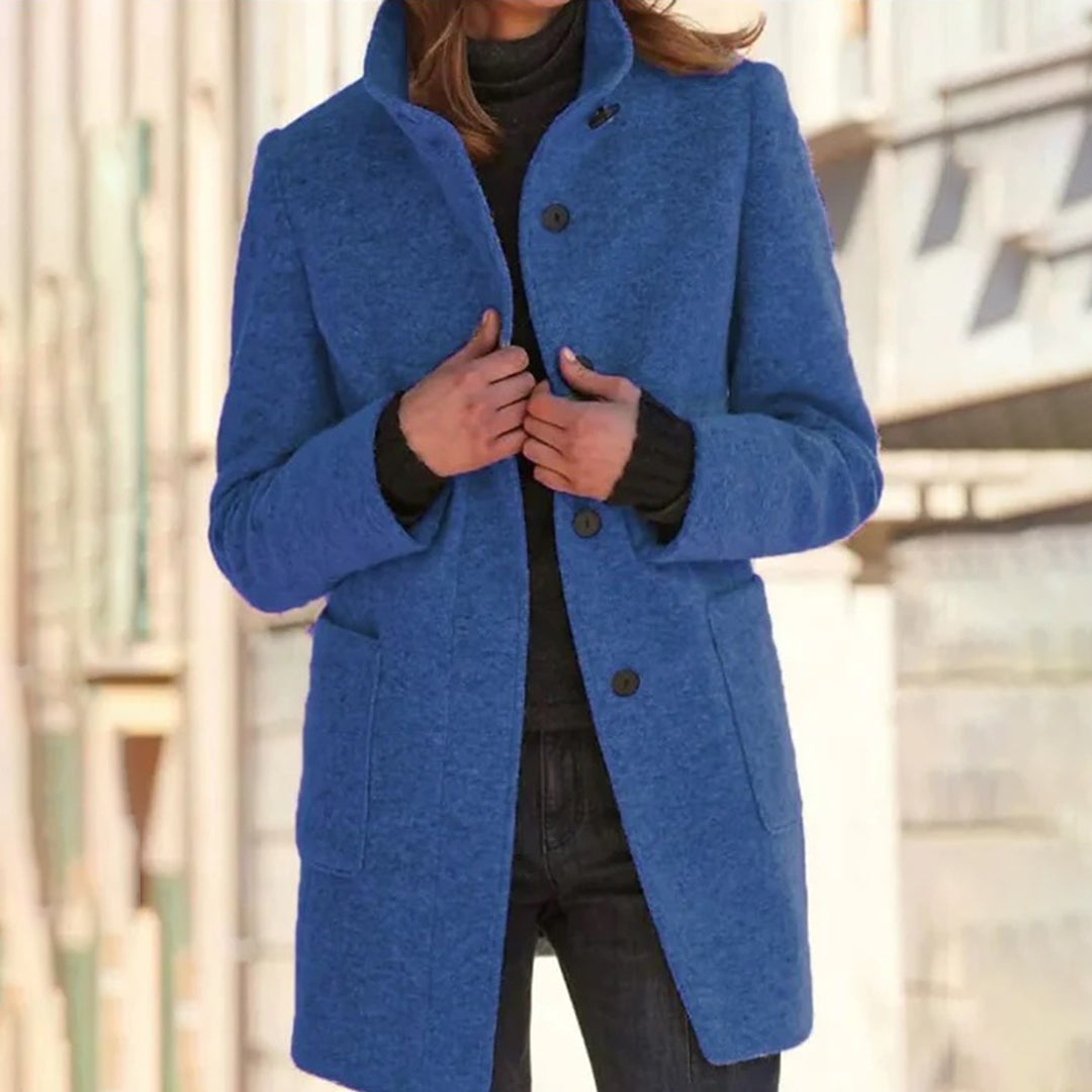Blauwe lange jas voor dames