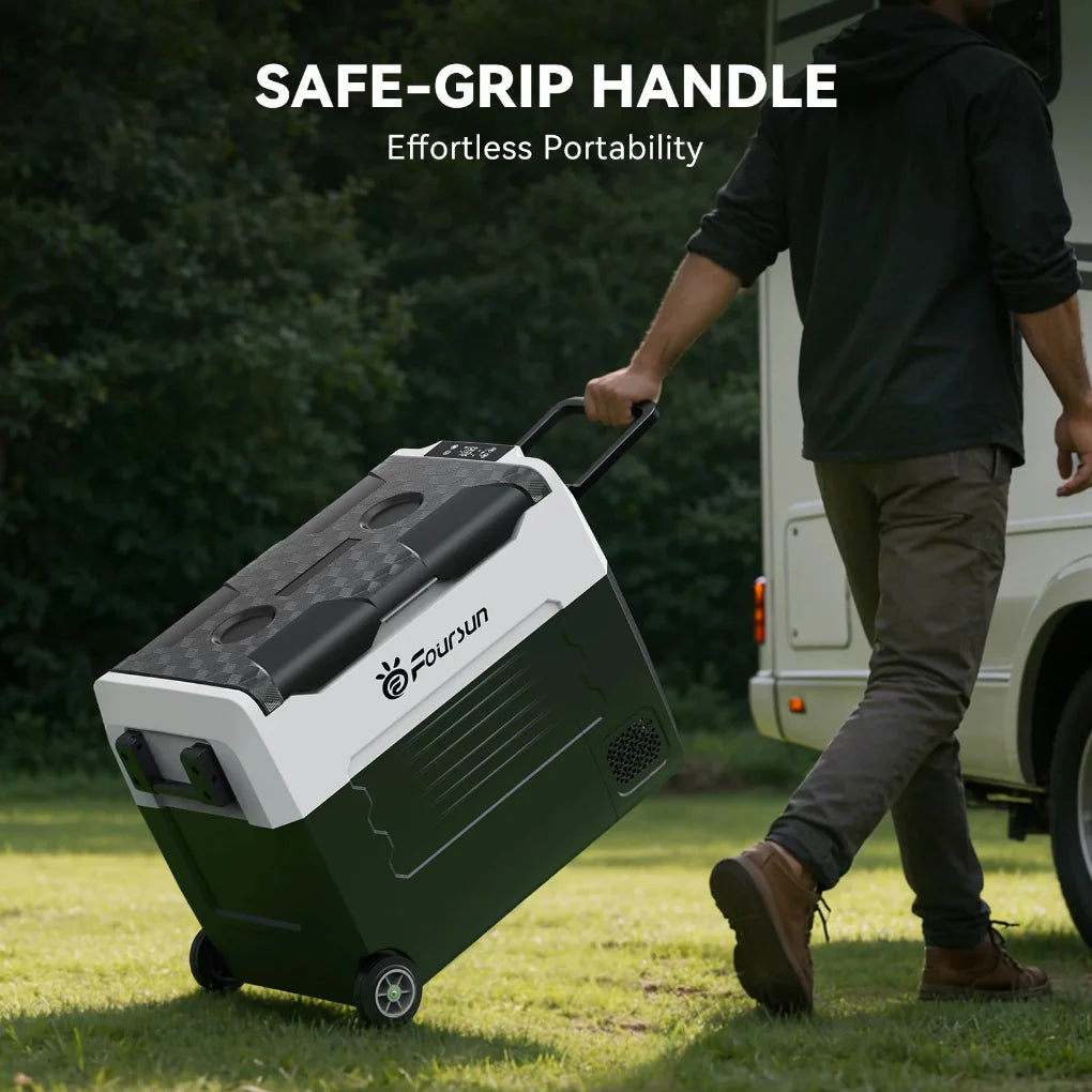 Foursun 21L/25L/35L/45L/55L Portable Compressor Car Fridge Freezer with Bluetooth App Control, for Camping, Travel, Home, DC 12V/24V & AC 100-240V