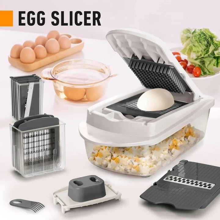 Vegetable Chopper | Dice, Slice and Grate | Catch Container & Safety Holder