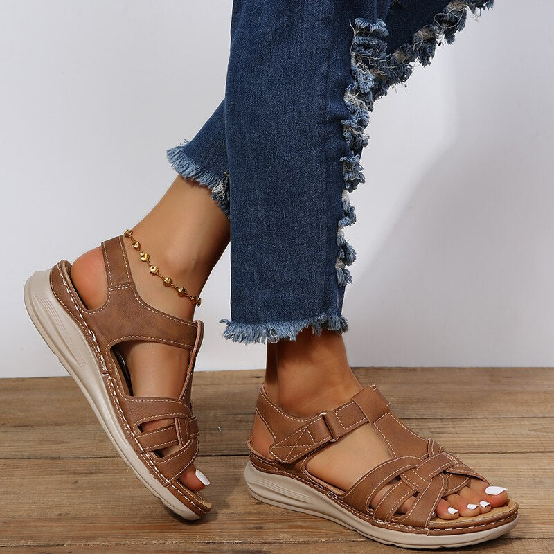 Women’s Open-Toe Sandals with Ankle Strap and Cut-Out Upper
