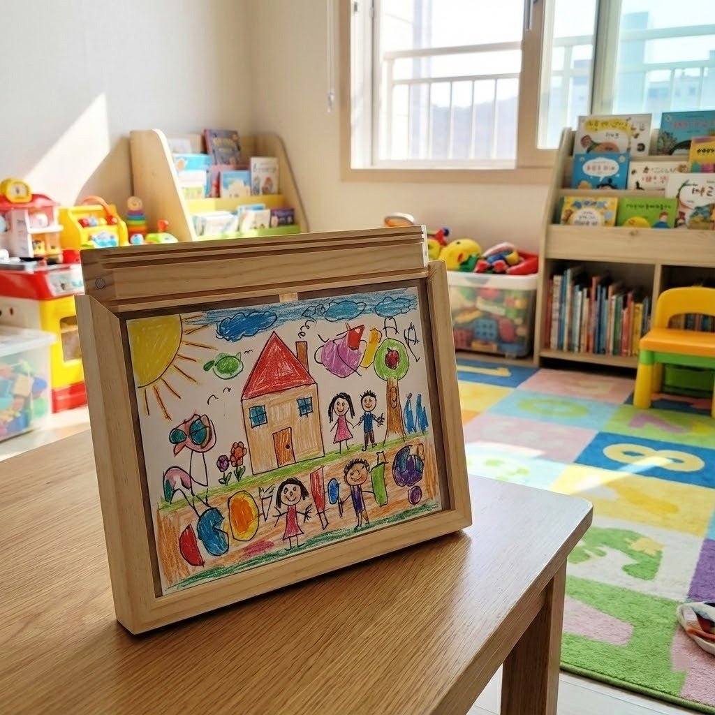 Kids' Art Frame with Storage for Artwork and Craft Projects