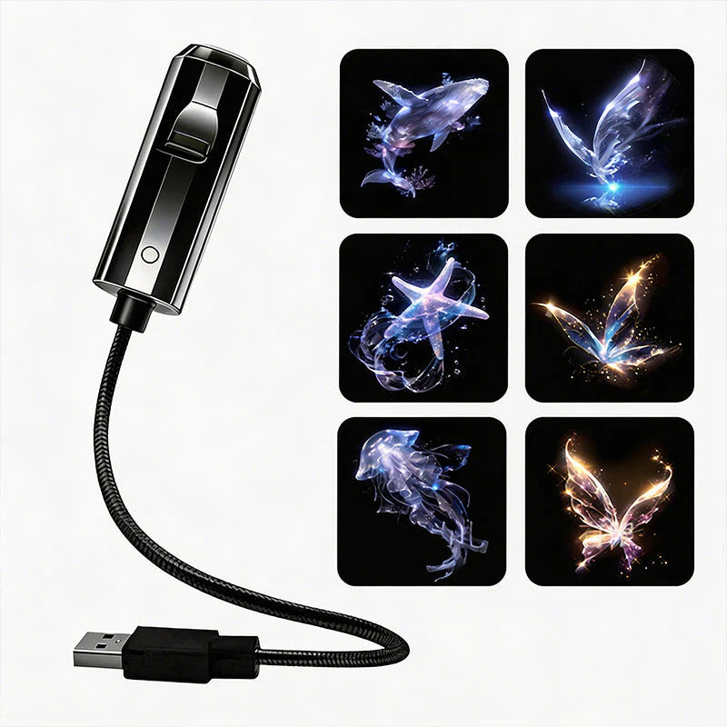 Star Projector Night Light with 10 Interchangeable Slides, USB Powered