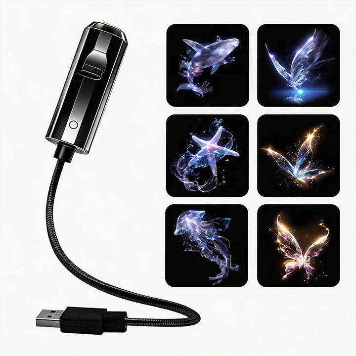 Star Projector Night Light with 10 Interchangeable Slides, USB Powered