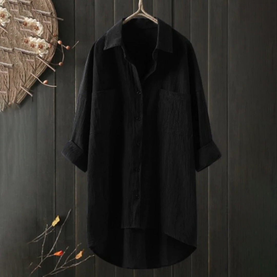 Women’s Button-Front Tunic Top with Chest Pockets