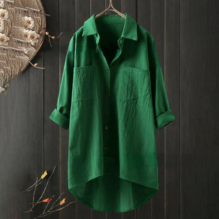 Women’s Button-Front Tunic Top with Chest Pockets