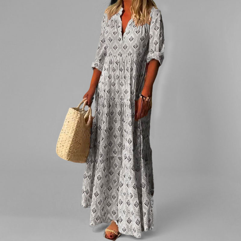 Women’s Flowing Tiered Maxi Dress with V-Neck