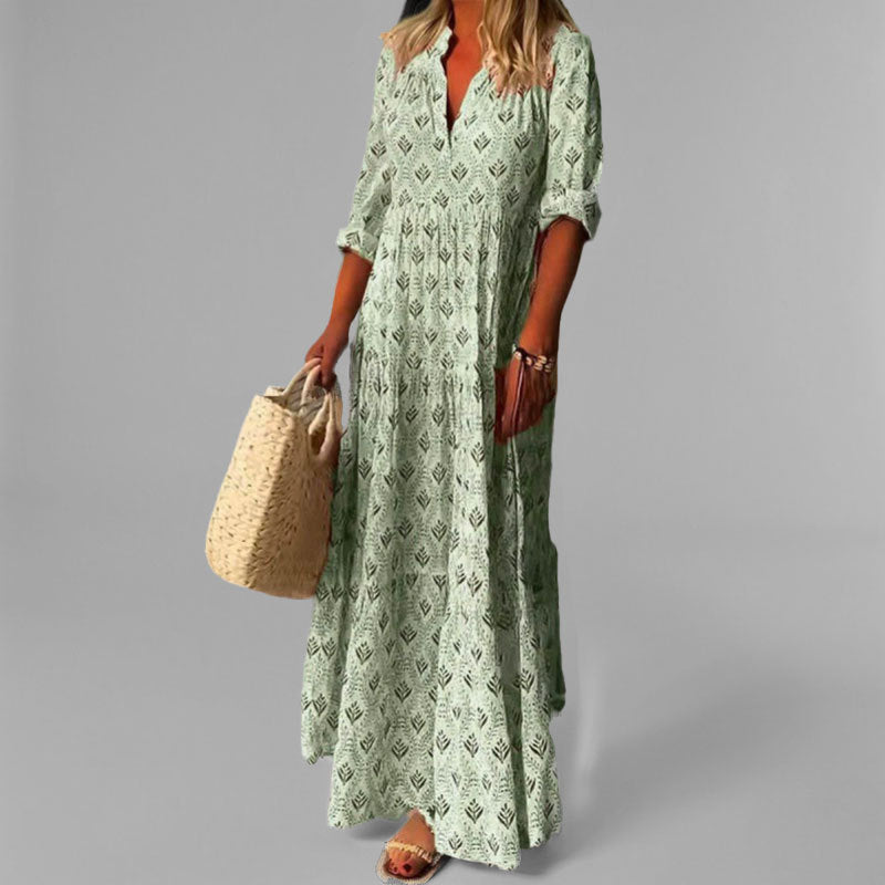 Women’s Flowing Tiered Maxi Dress with V-Neck