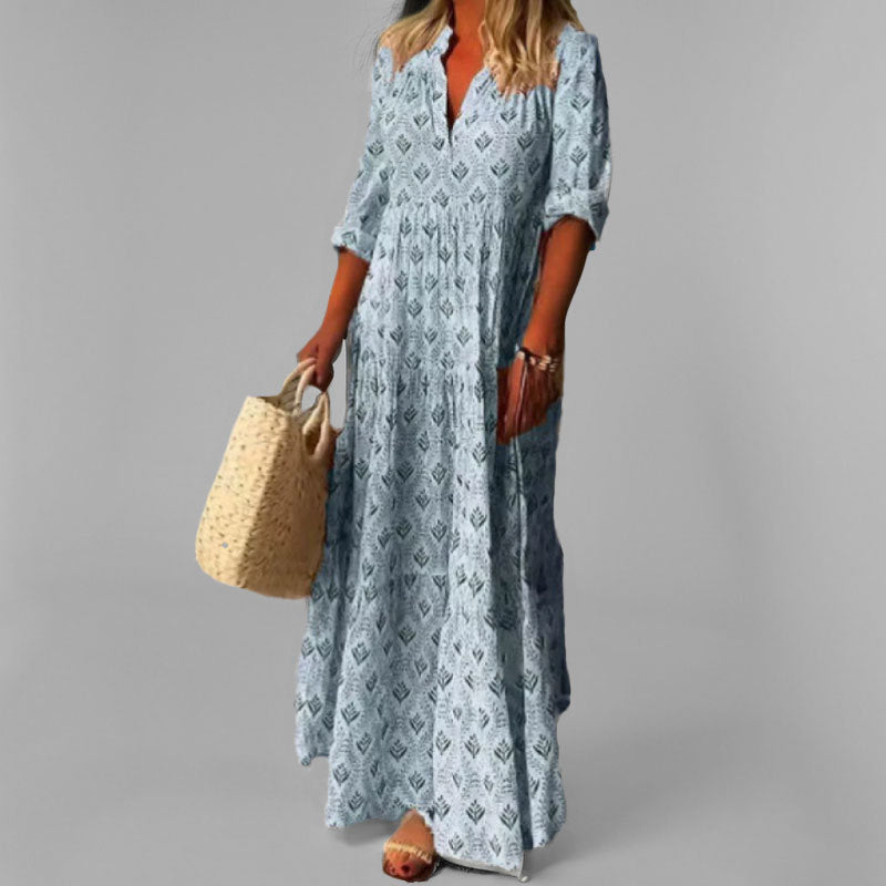 Women’s Flowing Tiered Maxi Dress with V-Neck