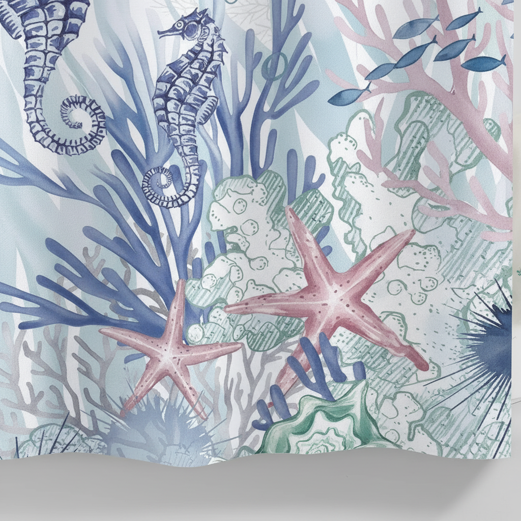 Ocean Print Polyester Shower Curtain - OceanMuse