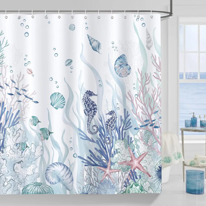 Ocean Print Polyester Shower Curtain - OceanMuse
