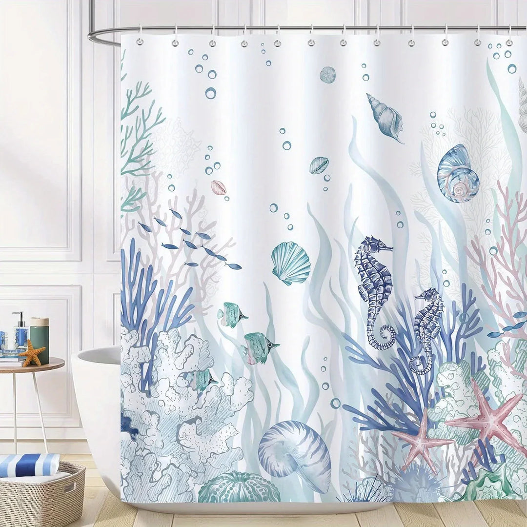Ocean Print Polyester Shower Curtain - OceanMuse