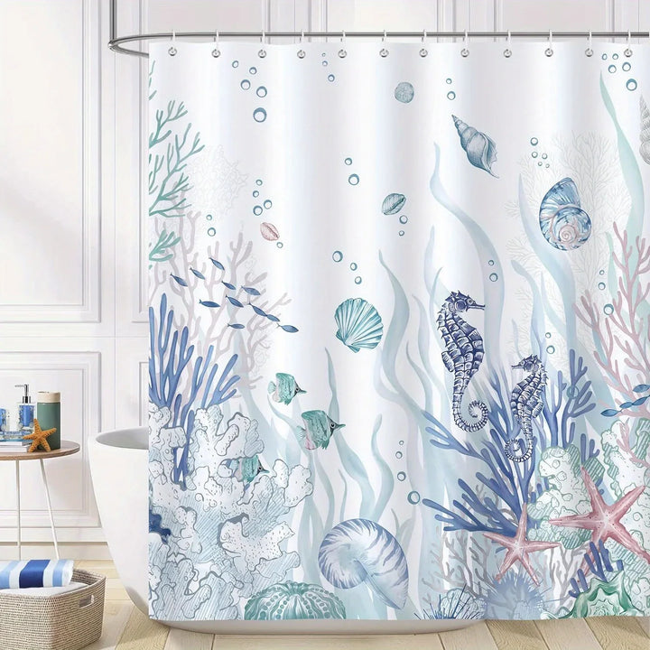 Ocean Print Polyester Shower Curtain - OceanMuse