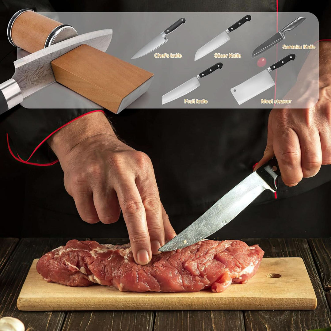 Professional Rolling Knife Sharpener with Diamond-Coated Wheel and Magnetic Angle Guide