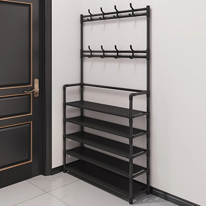 Coat Rack with Shoe Storage Shelf, Multi-Tier Steel Frame – EntryMate