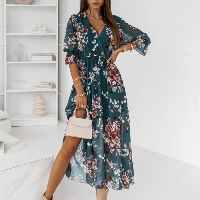 Women’s Midi-Length Dress with Slit