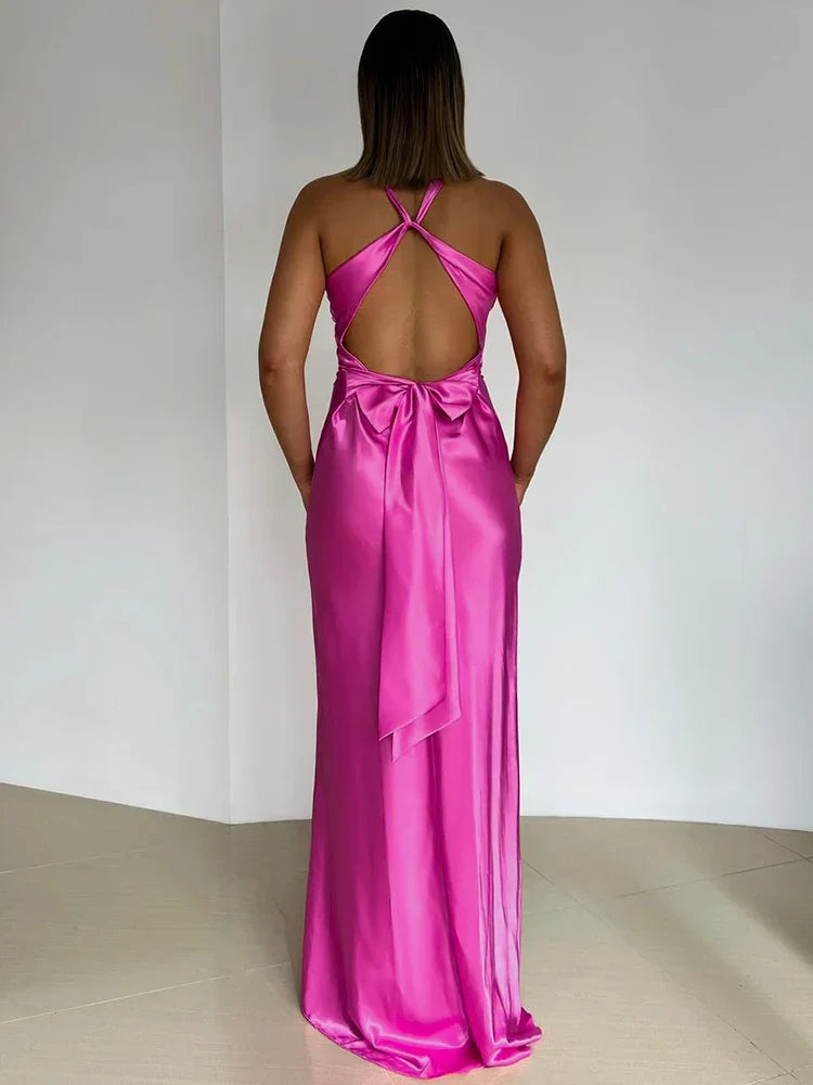 Women’s Sleeveless Maxi Dress with Deep V-Neck