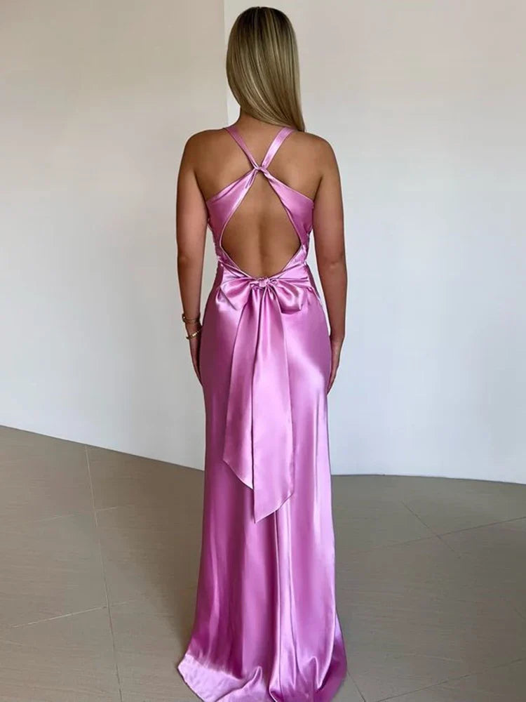 Women’s Sleeveless Maxi Dress with Deep V-Neck
